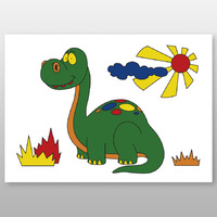 Мега-раскраска "Динозаврик" 60х84 см, краски в наборе -Бумагия-