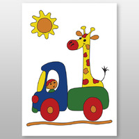 Мега-раскраска "Жираф" 60х84 см, краски в наборе -Бумагия-