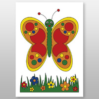 Мега-раскраска "Бабочка" 60х84 см, краски в наборе -Бумагия-