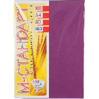 Бумага цветная А4 100 листов 44А темно-фиолетовый 