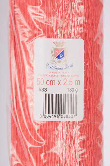 Креп-бумага (гофрированная) Италия №583 оранжево-красный -Бумагия-