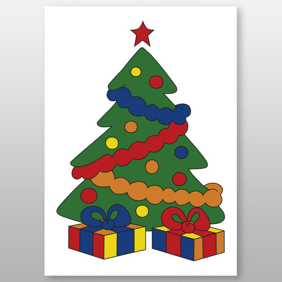 Мега-раскраска "Новогодняя елка" 60х84 см, краски в наборе -Бумагия-