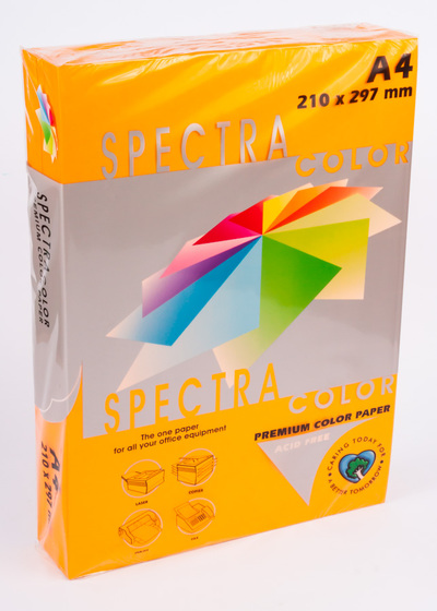 Бумага цветная А4 500 листов 75 г/м2 Spectra/Mondi IQ, оранжевый неон №371 -Бумагия-