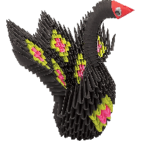 Модульное оригами «Лебедь-принцесса черный» 366 модулей -Бумагия-